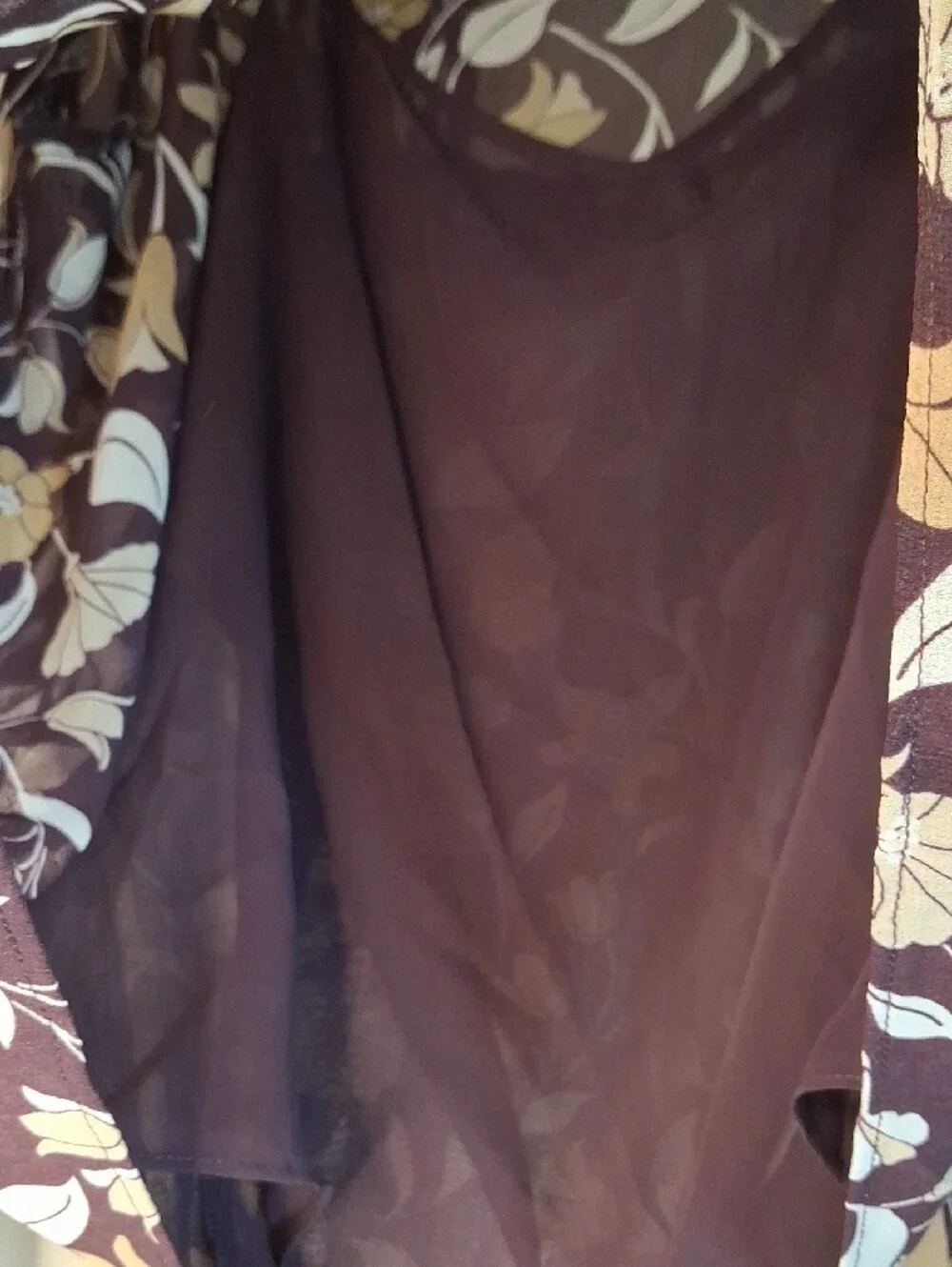 Ann Taylor Plum Floral Mock Neck Top with Neutral Blooms - Picture 5 of 8